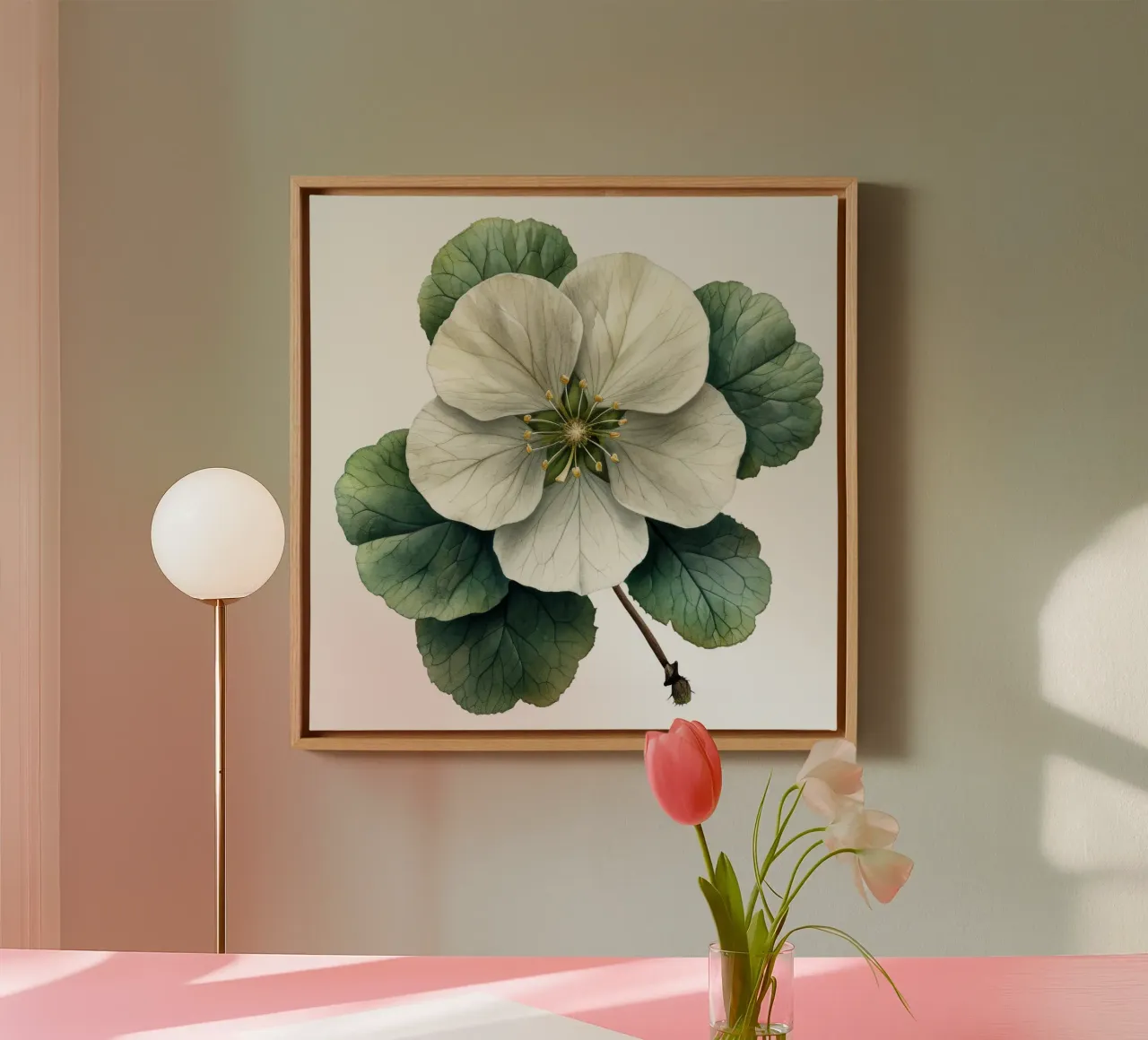 Bloem van de witte zuring canvas met Baklijst van Bold Blooms
