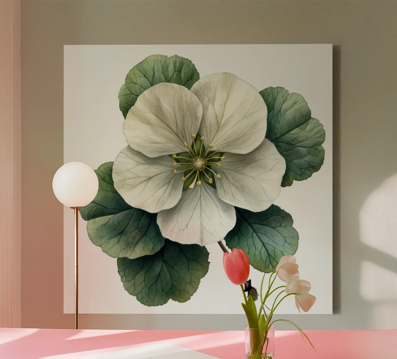 Bloem van de witte zuring canvas met Baklijst van Bold Blooms
