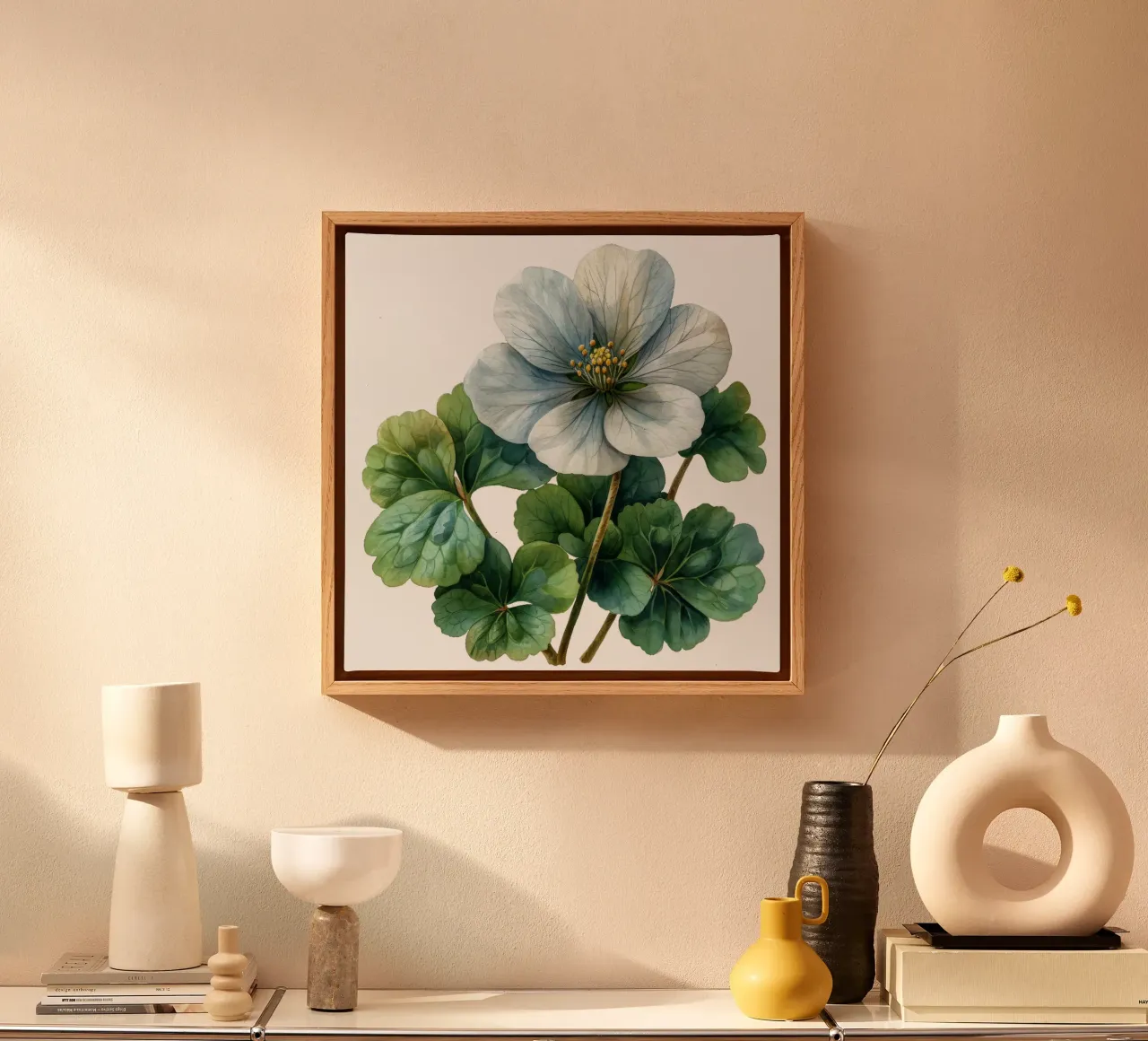 Bloem van de witte zuring canvas met Baklijst van Bold Blooms