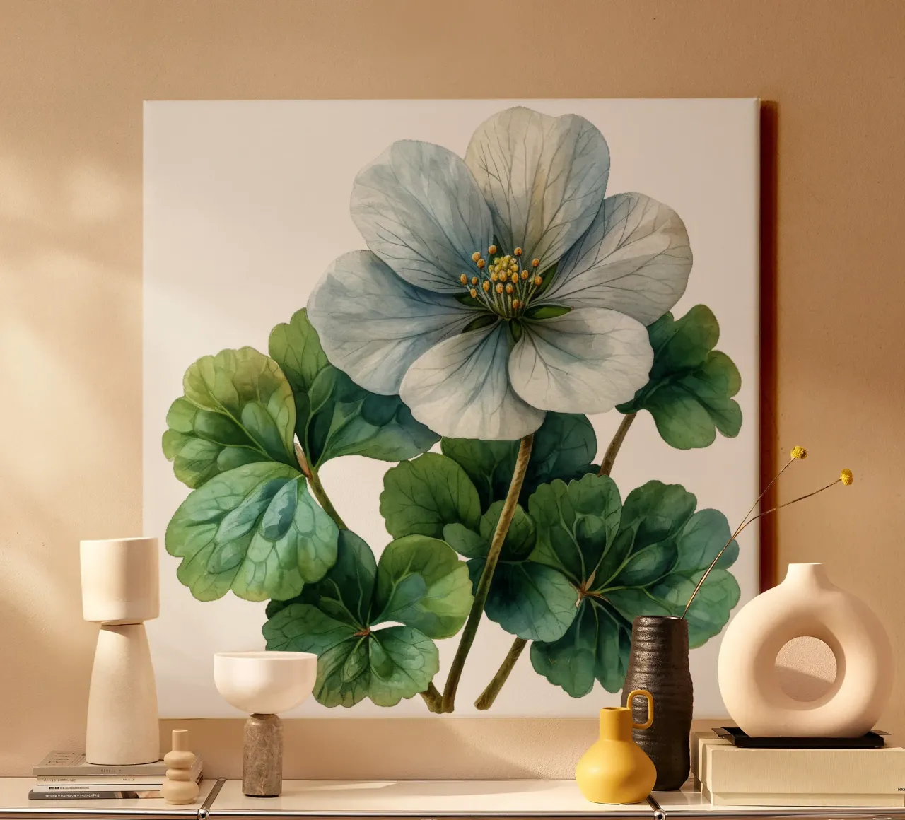 Bloem van de witte zuring canvas met Baklijst van Bold Blooms