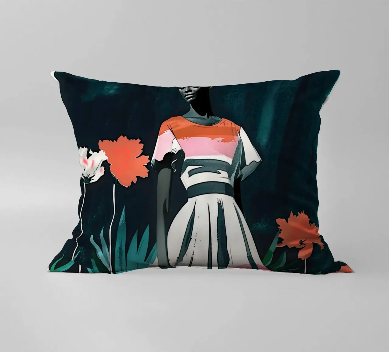 Woman in Dress decorative cushion by DaarbyN
