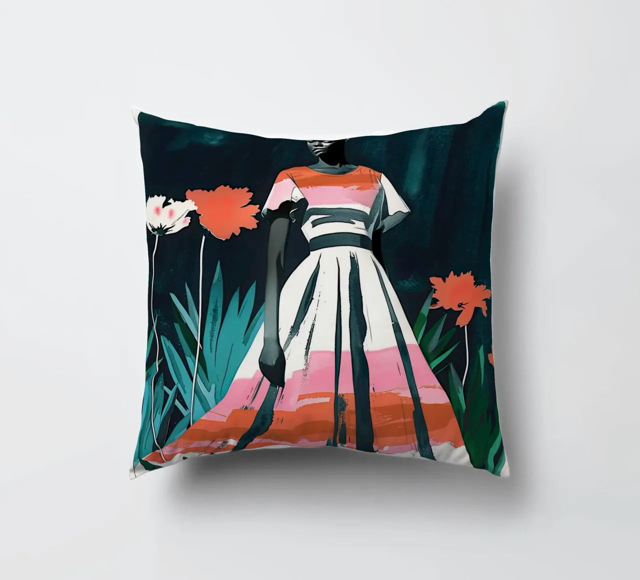 Woman in Dress decorative cushion by DaarbyN