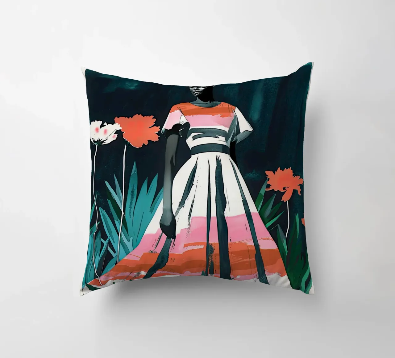 Woman in Dress decorative cushion by DaarbyN