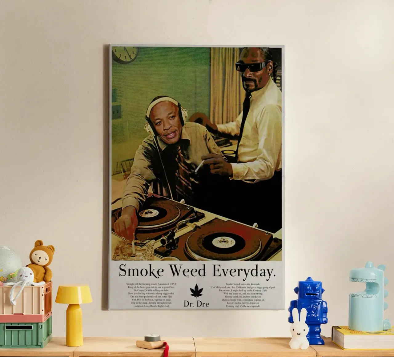 Smoke Weed Every Day canvas met Baklijst van Ads Libitum