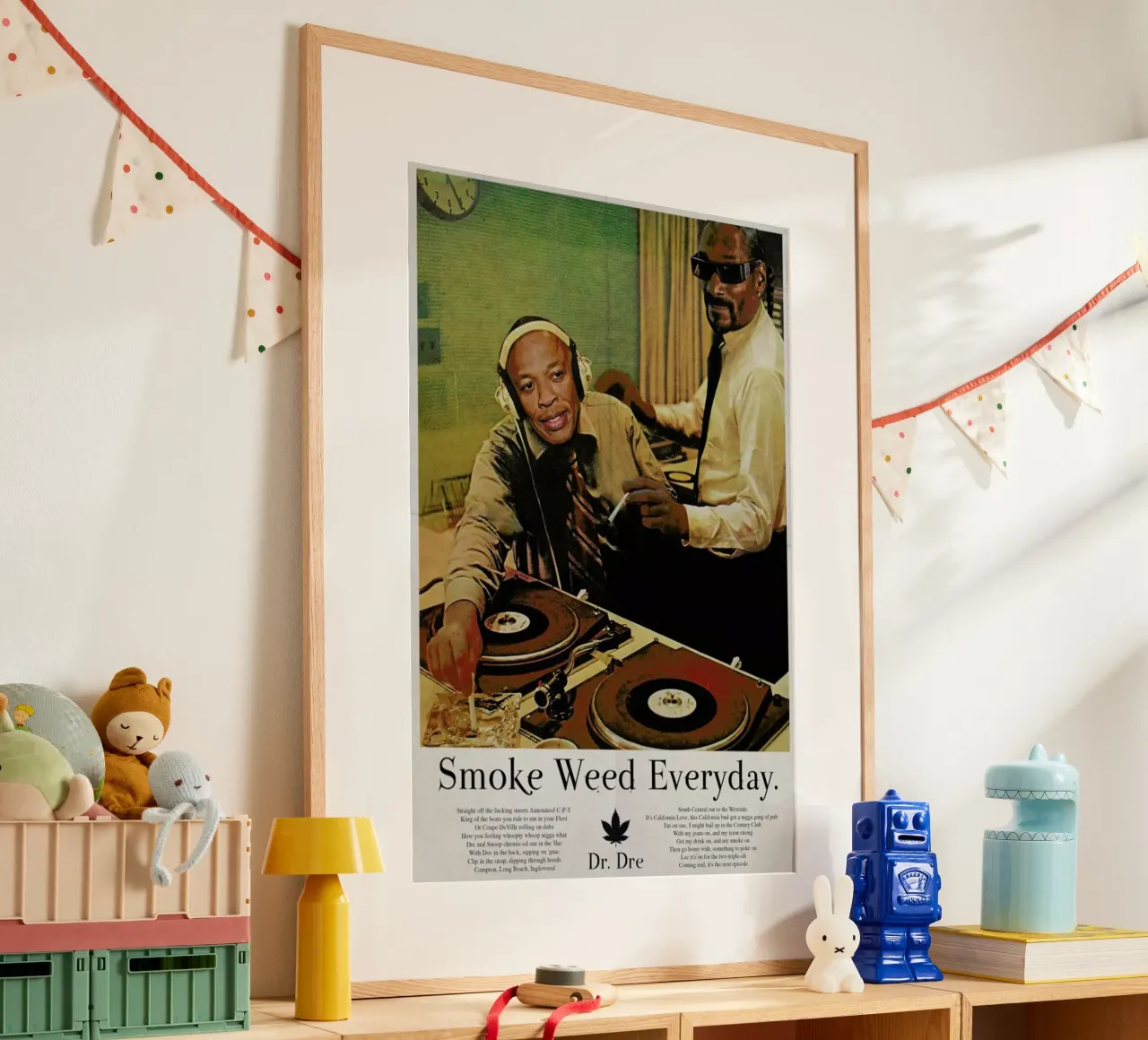 Smoke Weed Every Day poster con telaio in legno da Ads Libitum