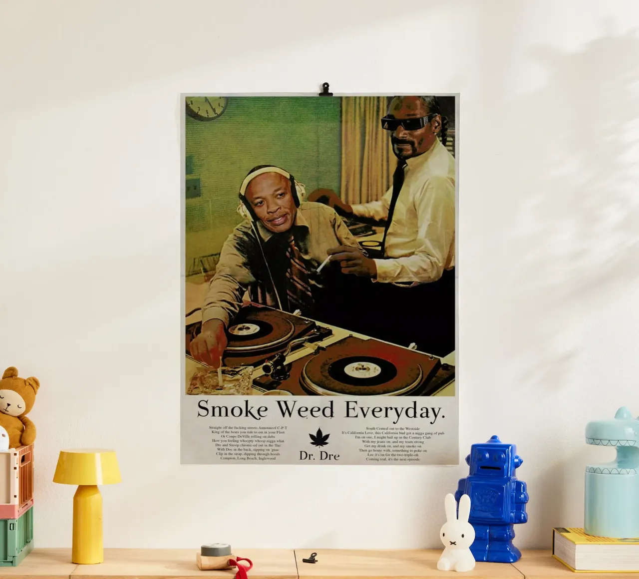 Smoke Weed Every Day poster con telaio in legno da Ads Libitum