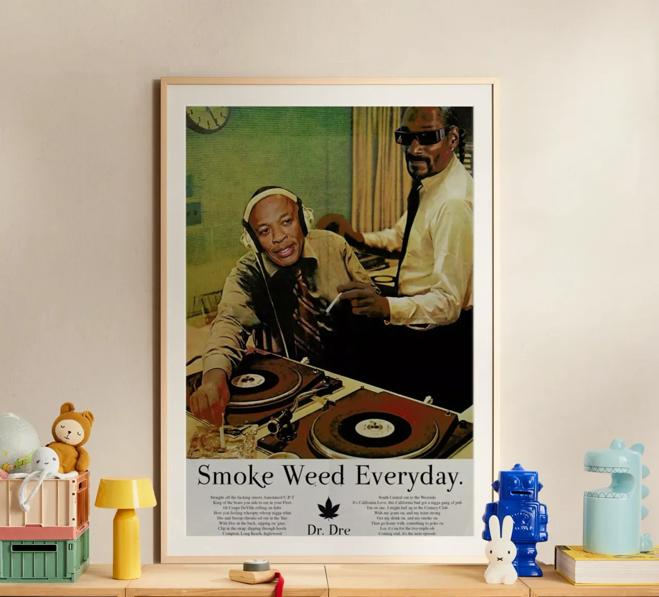 Smoke Weed Every Day poster con telaio in legno da Ads Libitum