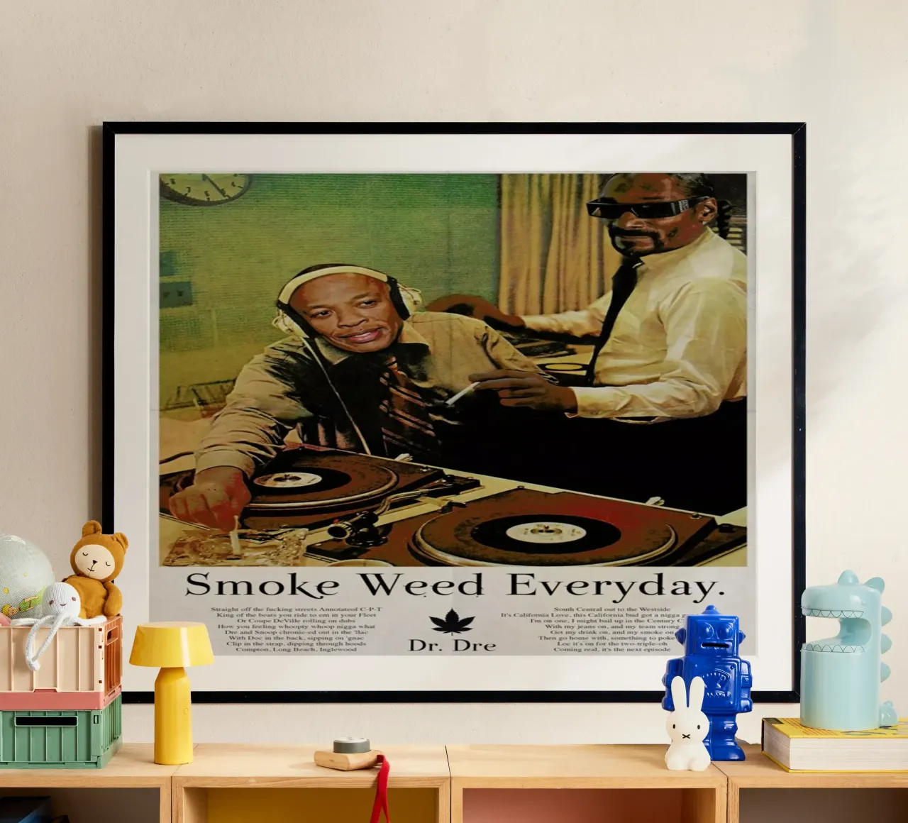 Smoke Weed Every Day poster con telaio in legno da Ads Libitum