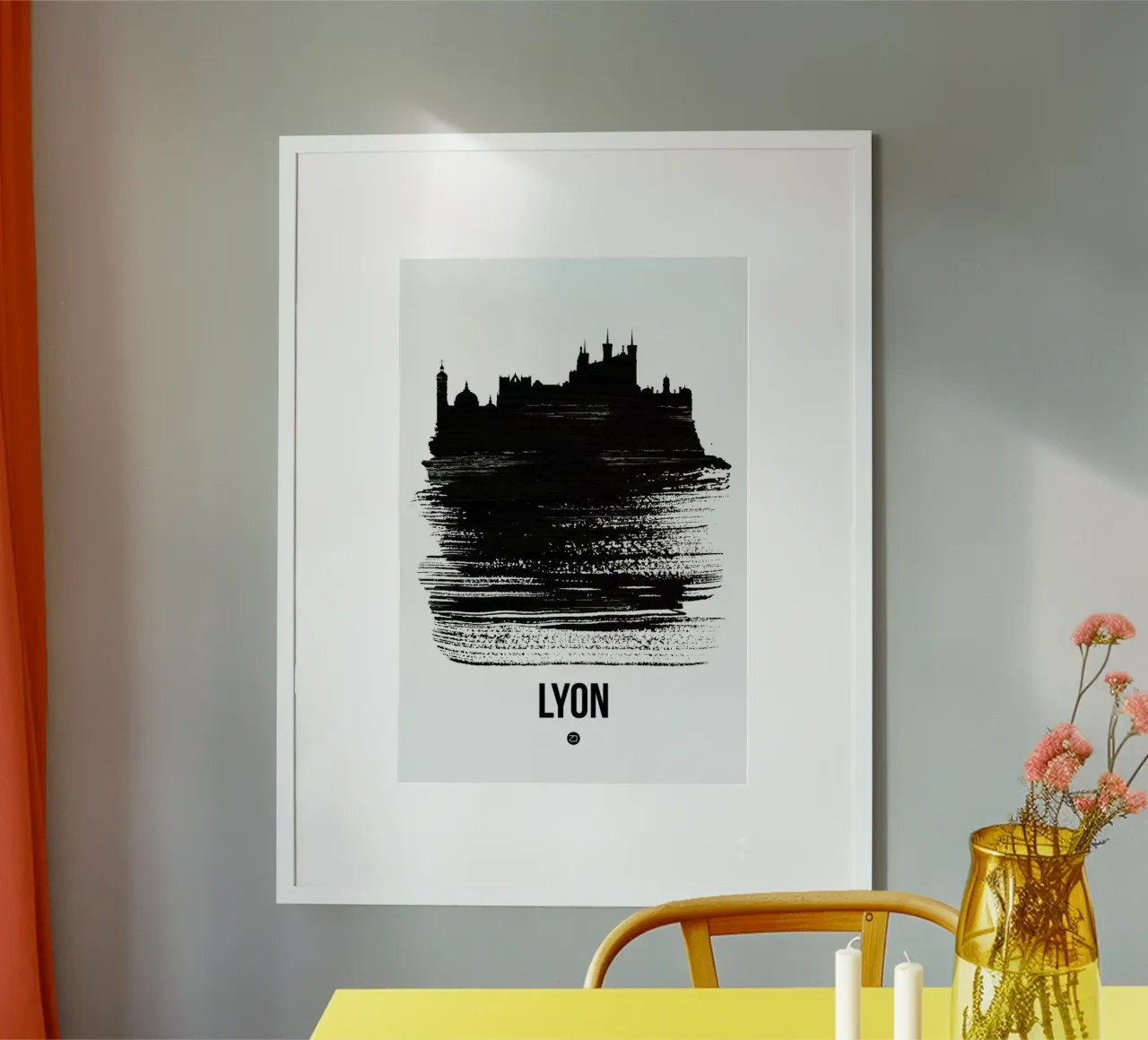 Lyon Skyline Brush Stroke hahnemühle by Naxart
