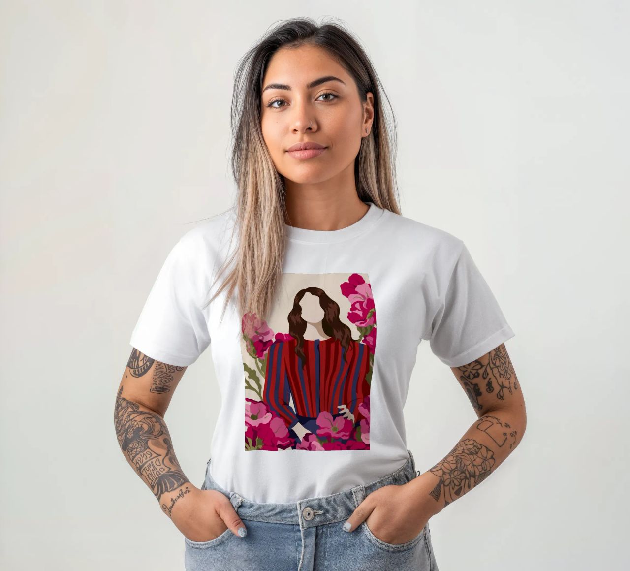 Fiori in abito a righe t-shirt da Kamera Obskura