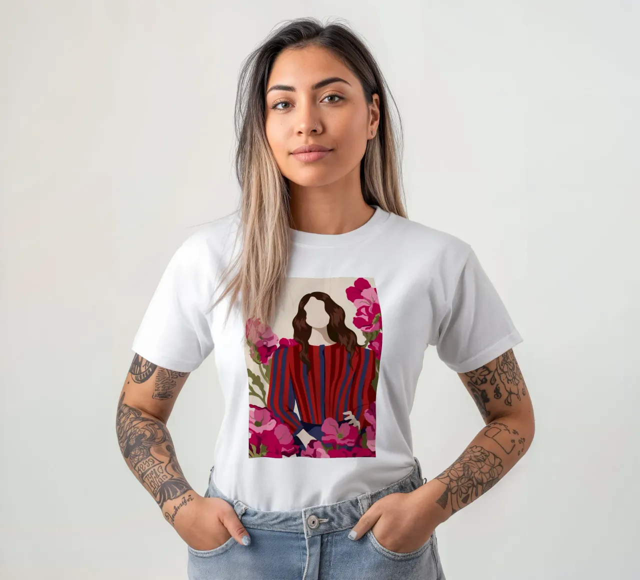 Striped Outfit Flowers t-shirt by Kamera Obskura