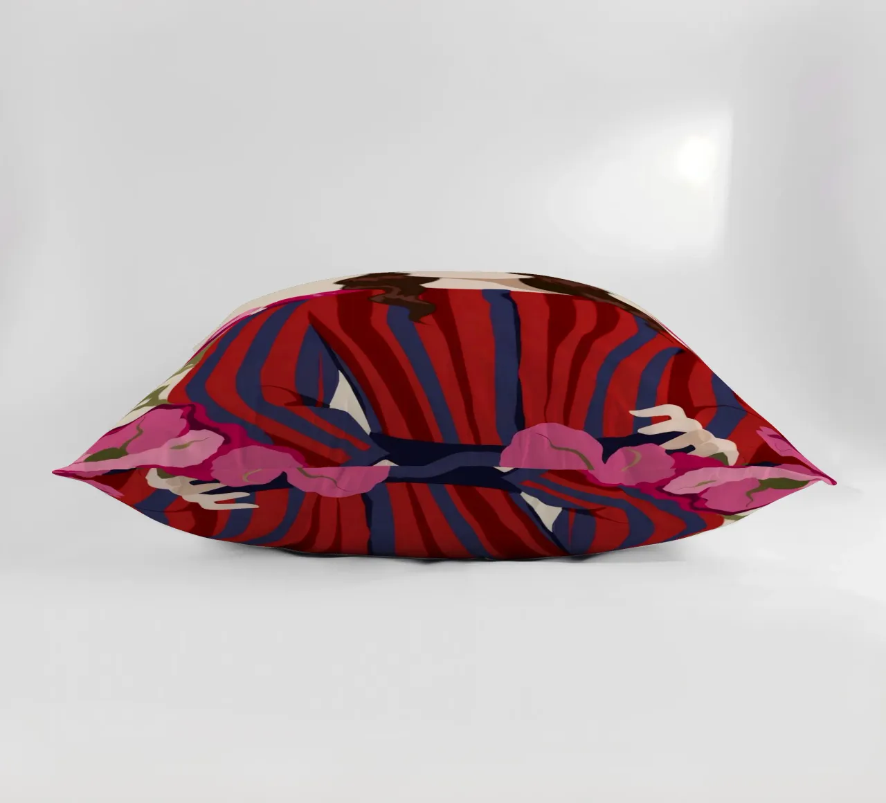 Fiori in abito a righe cuscino da Kamera Obskura