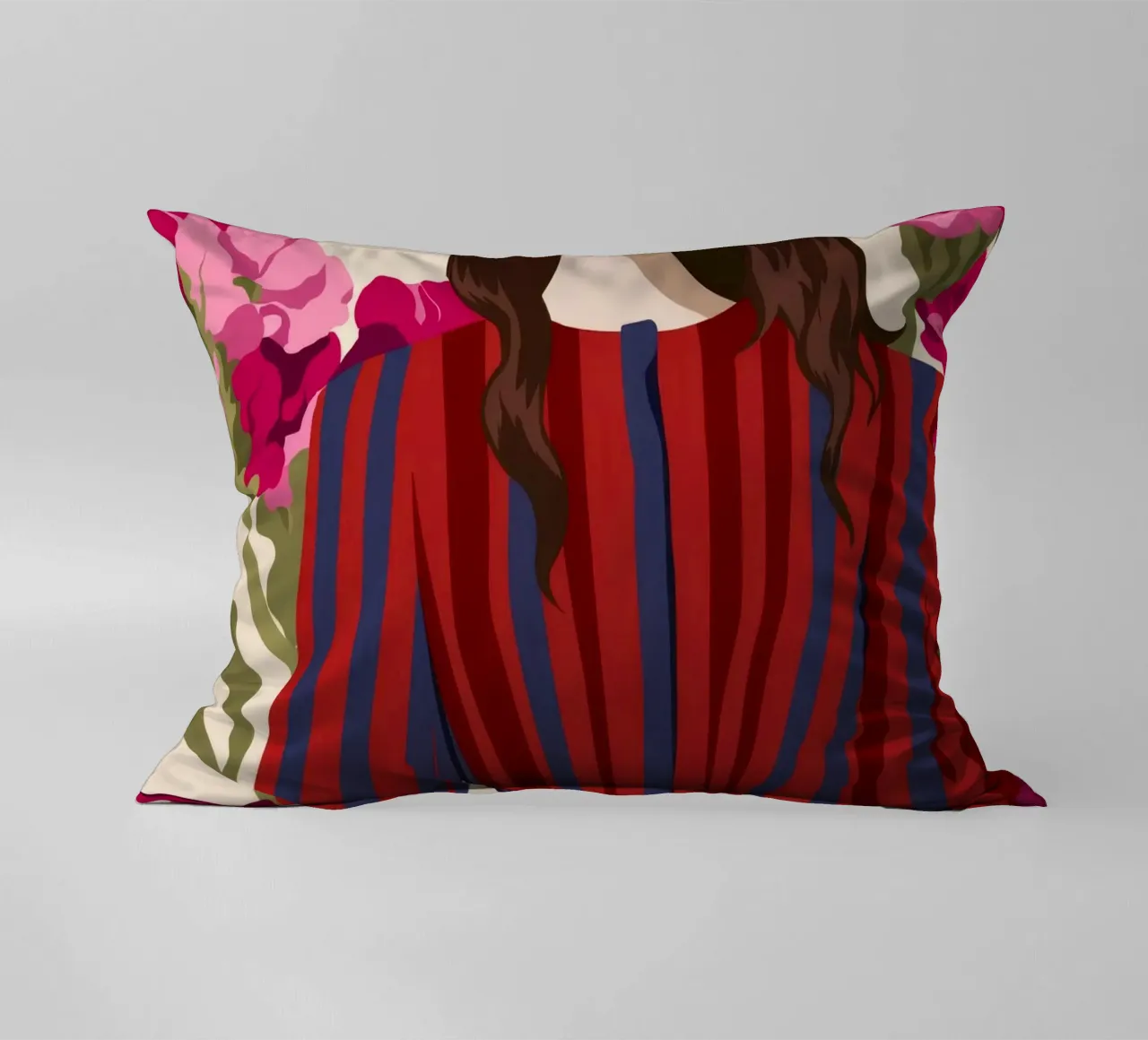 Fiori in abito a righe cuscino da Kamera Obskura