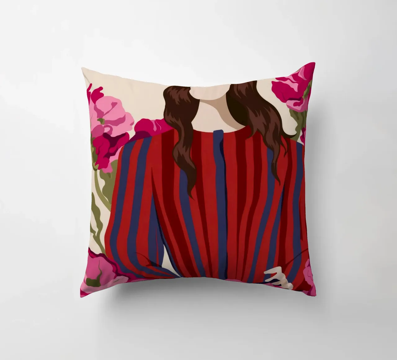 Fiori in abito a righe cuscino da Kamera Obskura
