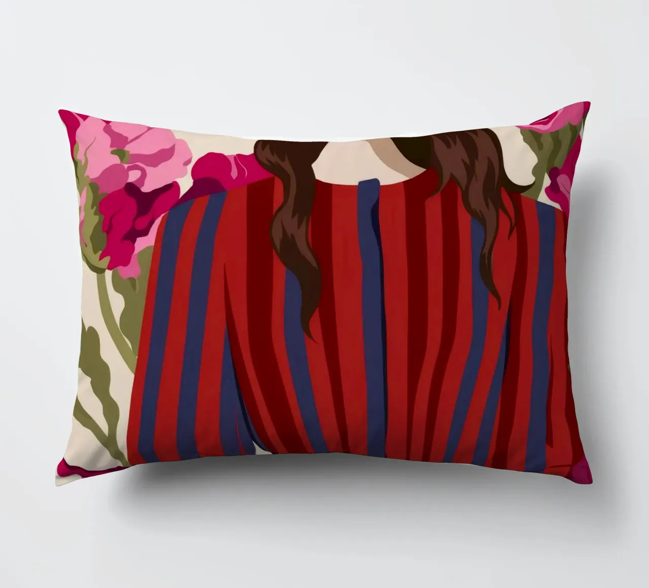Fiori in abito a righe cuscino da Kamera Obskura