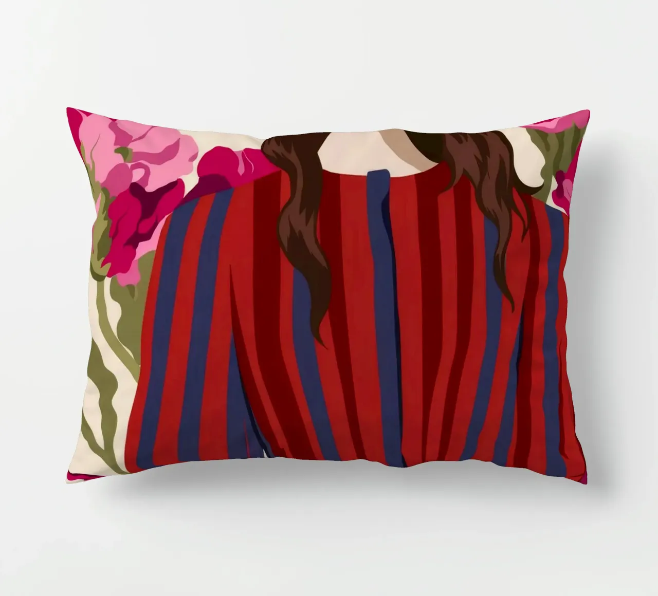 Fiori in abito a righe cuscino da Kamera Obskura