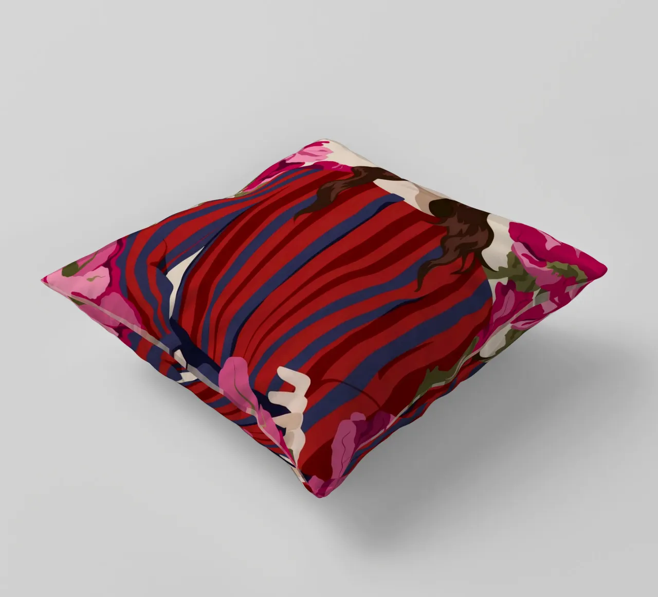 Fiori in abito a righe cuscino da Kamera Obskura
