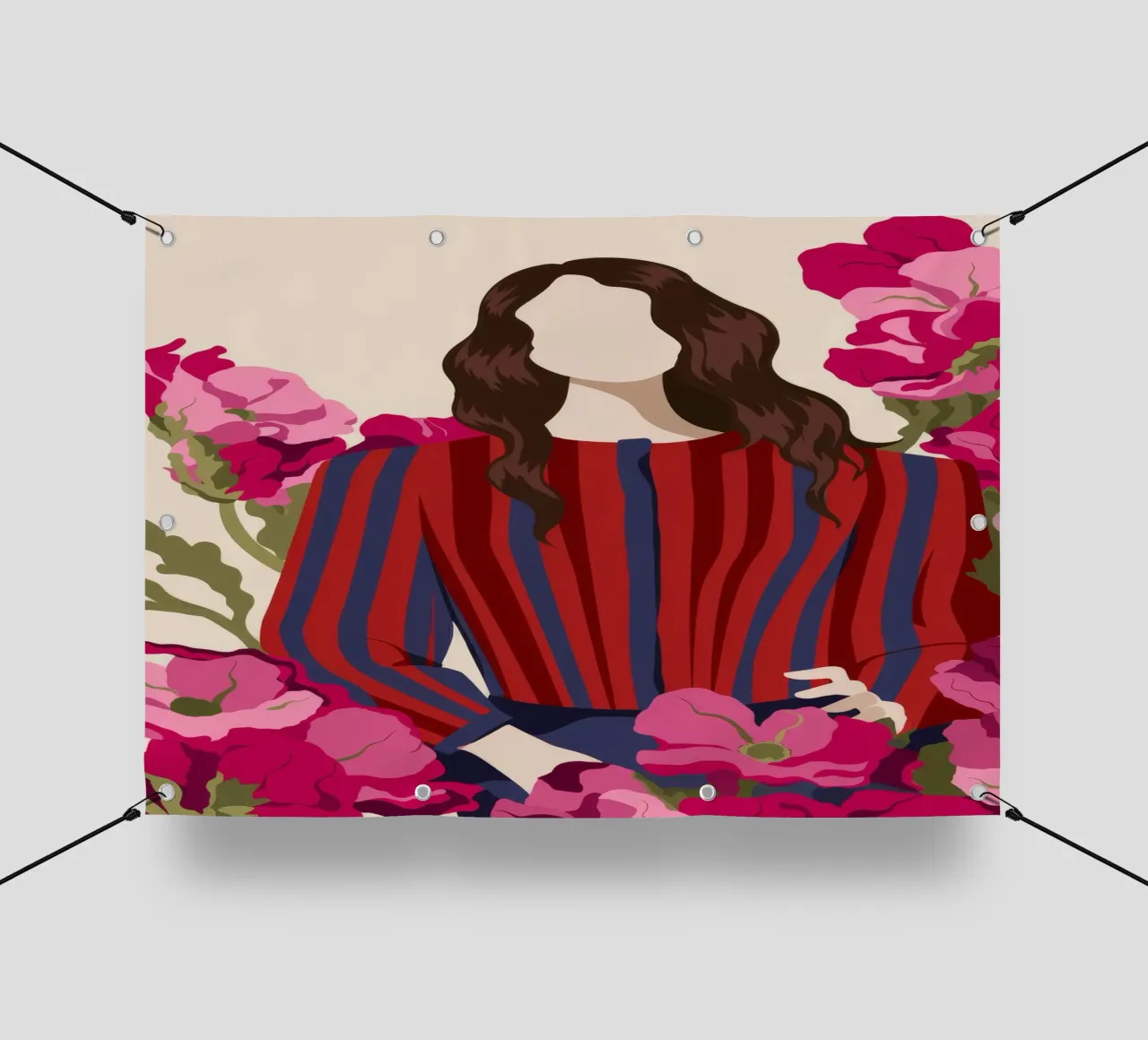 Fiori in abito a righe telo in pvc da Kamera Obskura