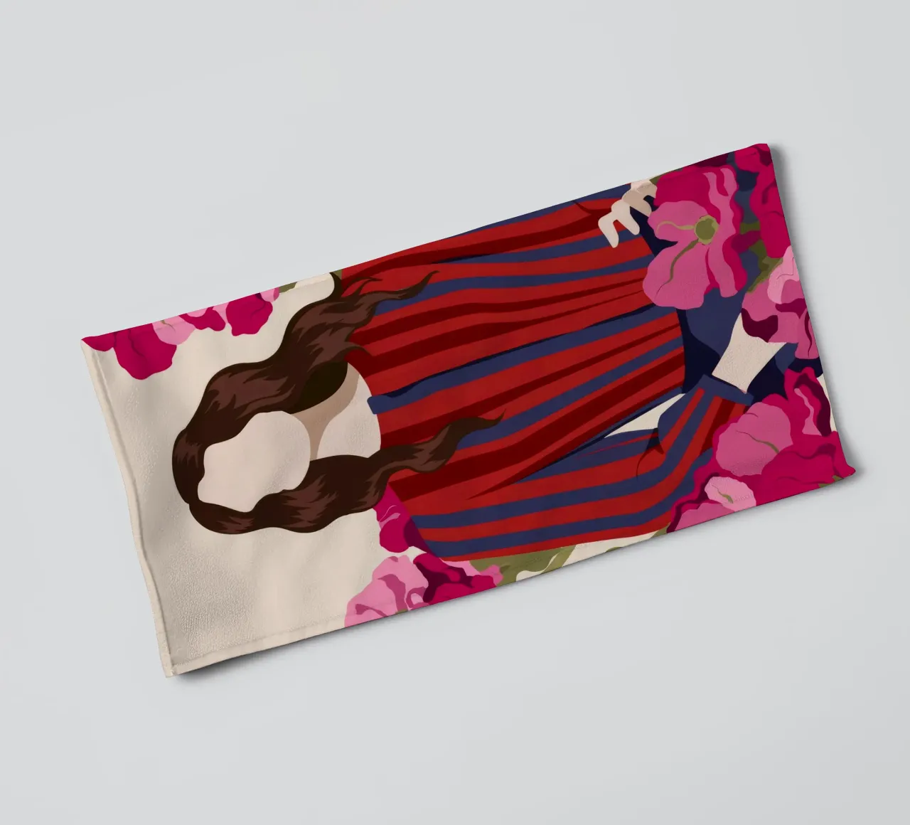 Striped Outfit Flowers towel by Kamera Obskura