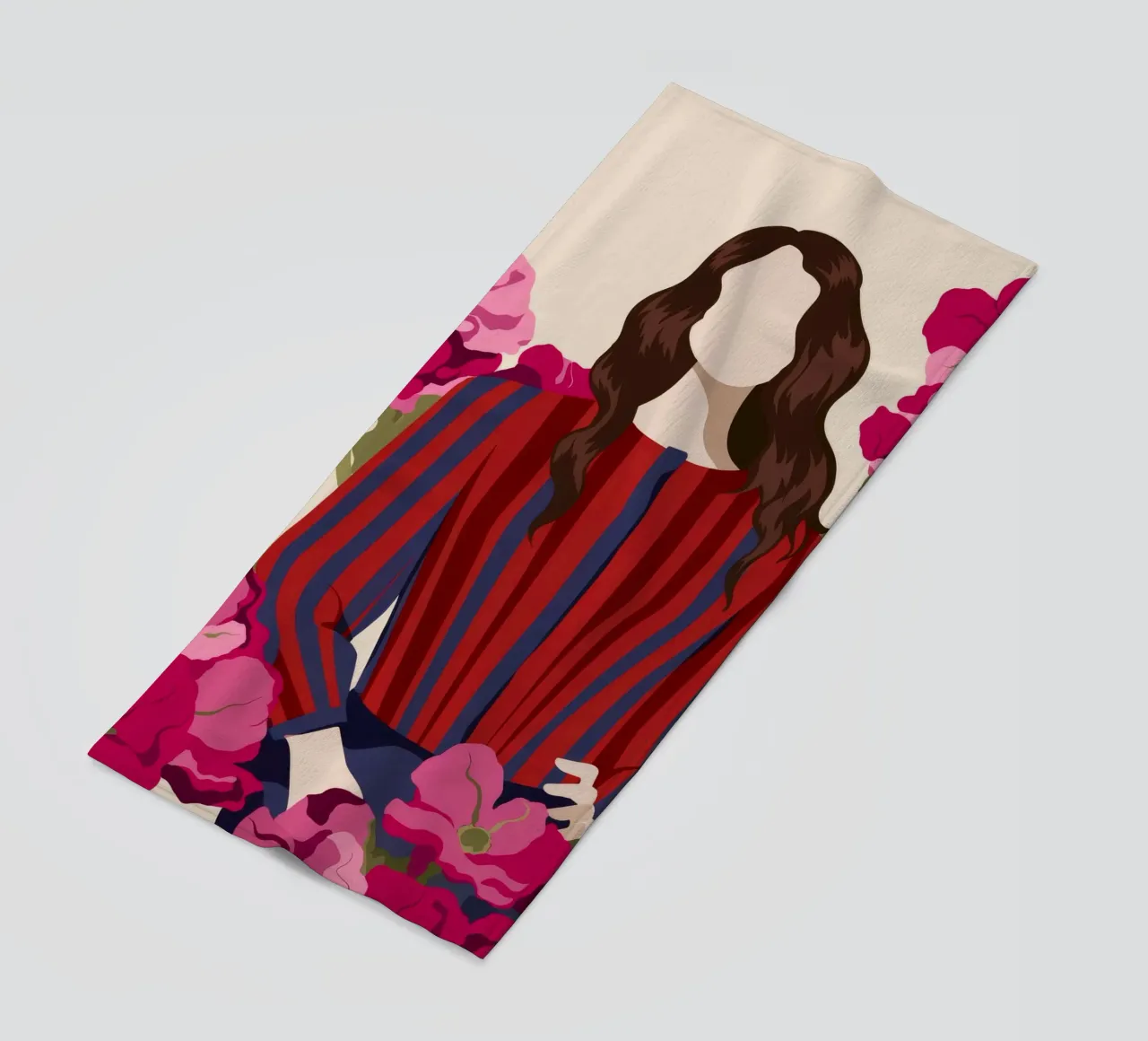 Fiori in abito a righe telo mare da Kamera Obskura