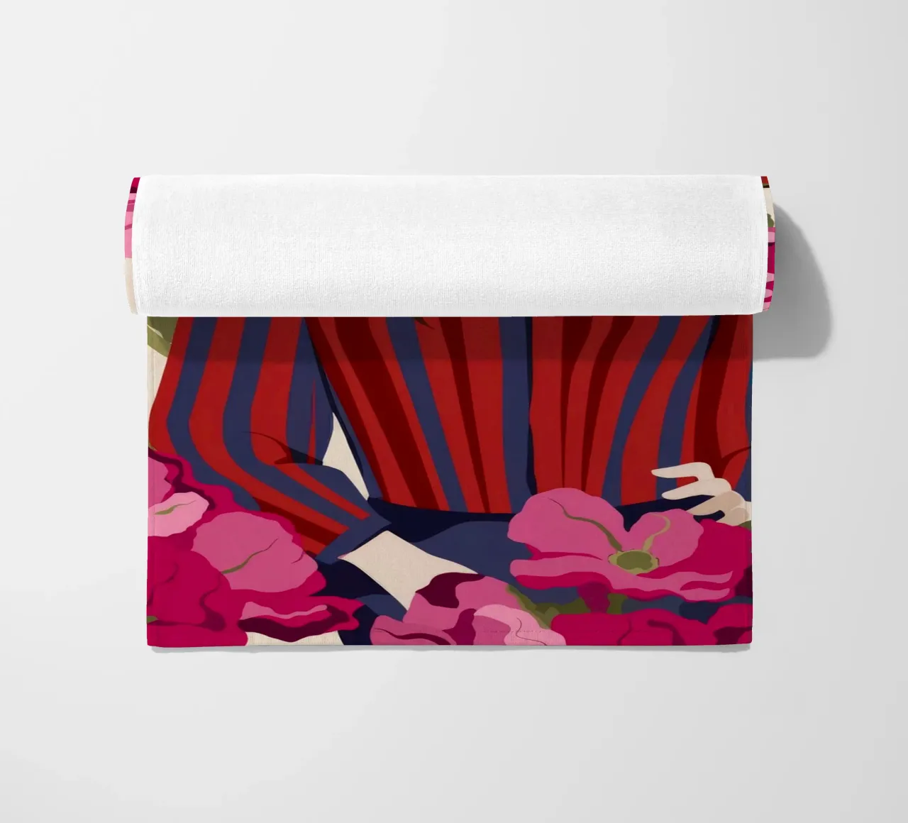 Fiori in abito a righe telo mare da Kamera Obskura