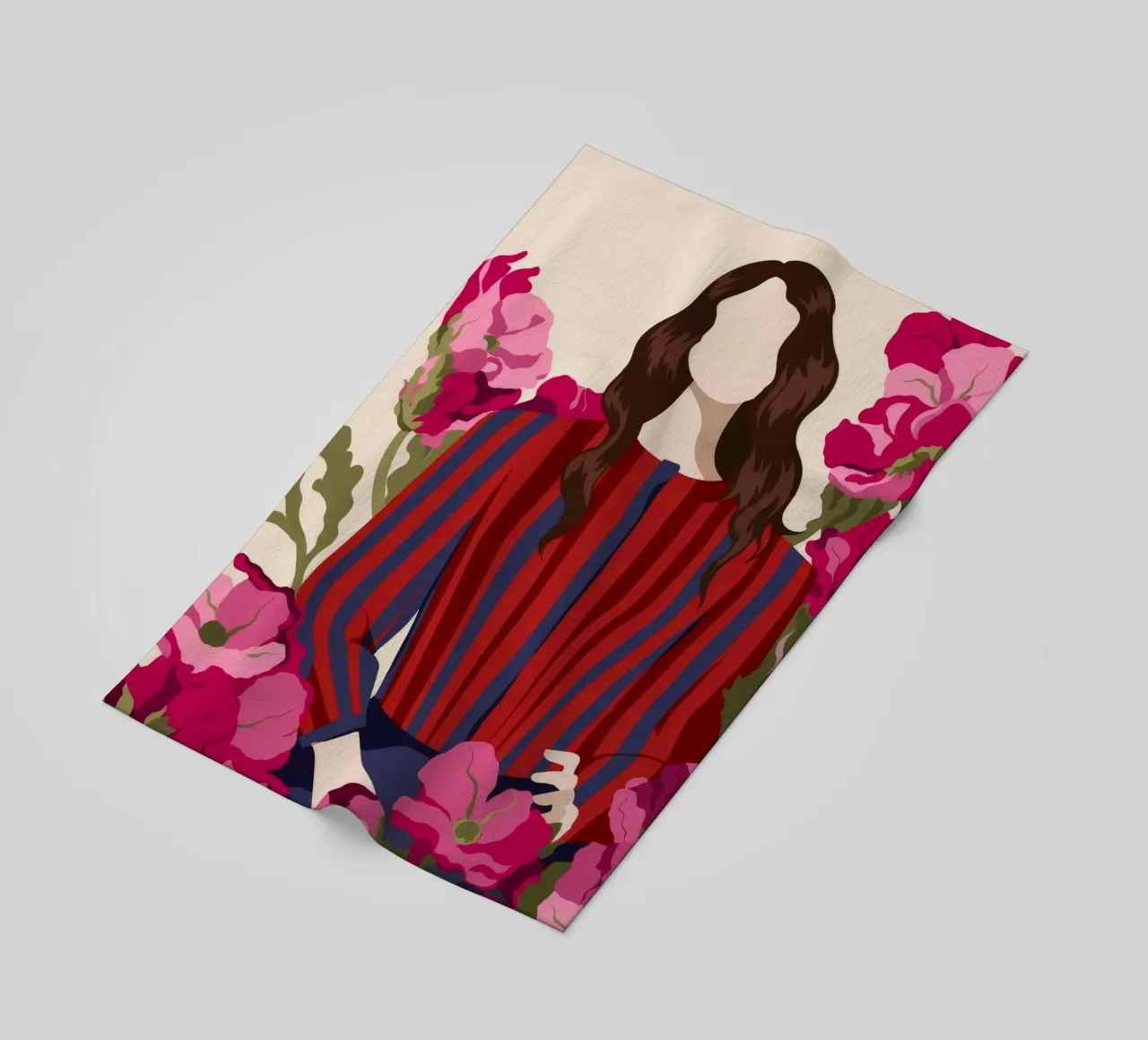 Fiori in abito a righe telo mare da Kamera Obskura