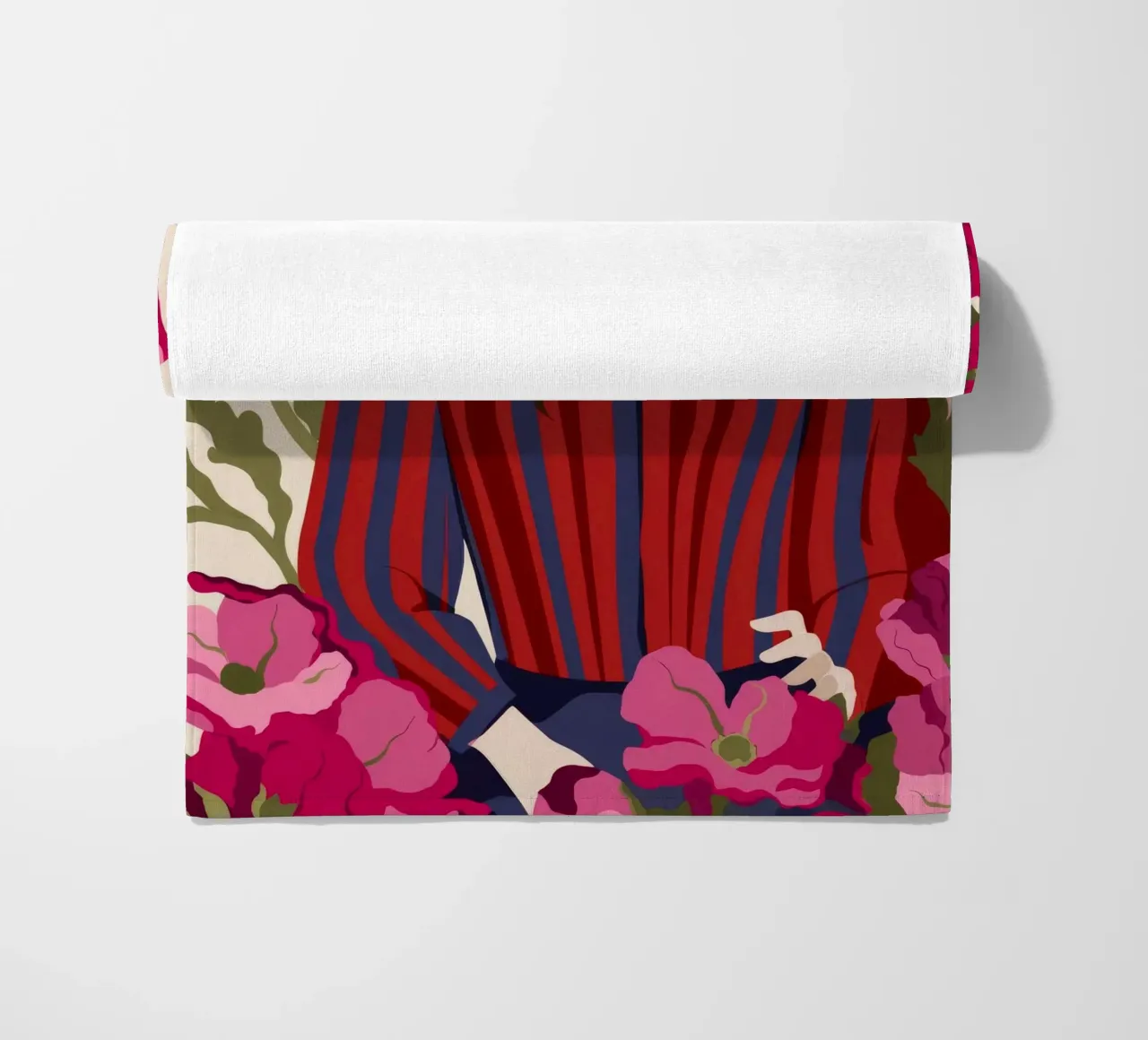 Fiori in abito a righe telo mare da Kamera Obskura