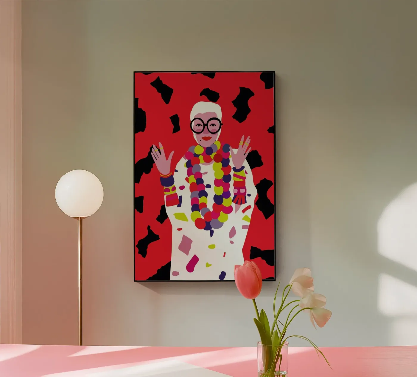 Iris Apfel acrylic glass by Mariery Young