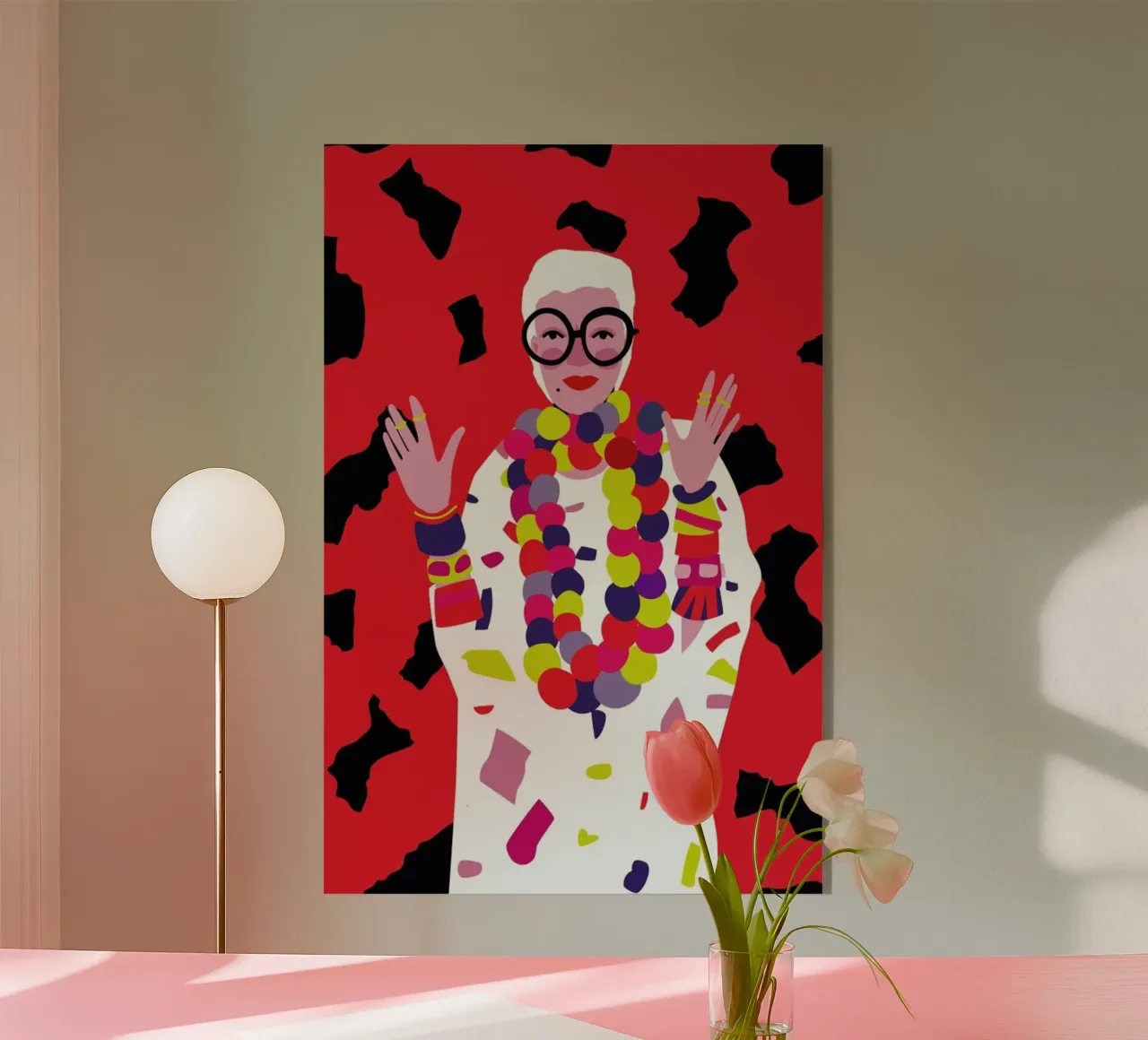 Iris Apfel acrylic glass by Mariery Young