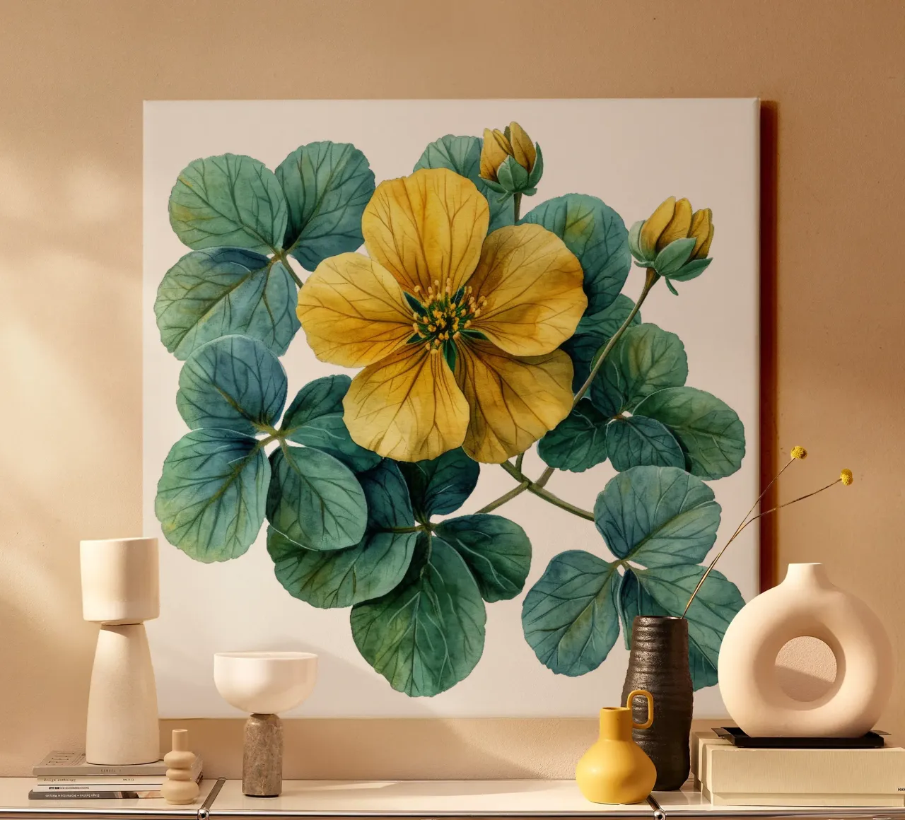 Bloem van de witte zuring canvas met Baklijst van Bold Blooms