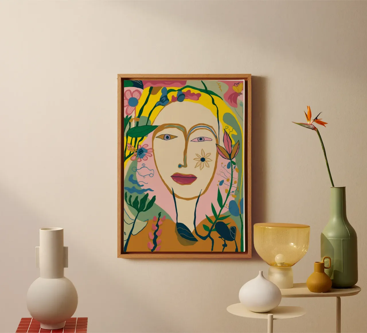 Kleurrijk abstract persoon canvas met Baklijst van Kamera Obskura