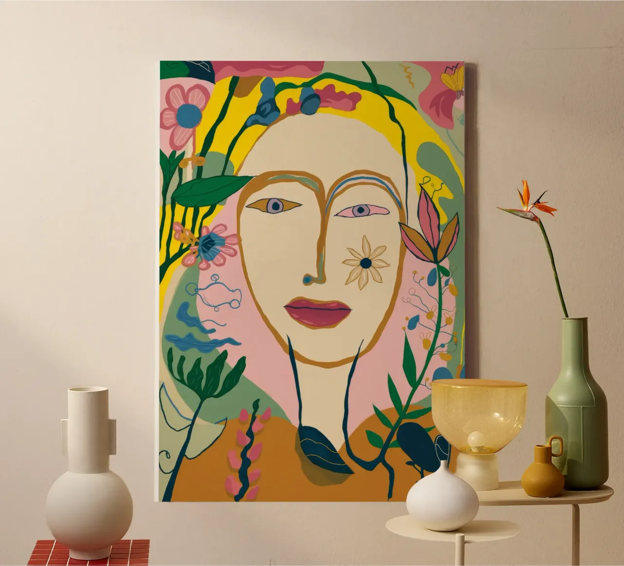 Kleurrijk abstract persoon canvas met Baklijst van Kamera Obskura