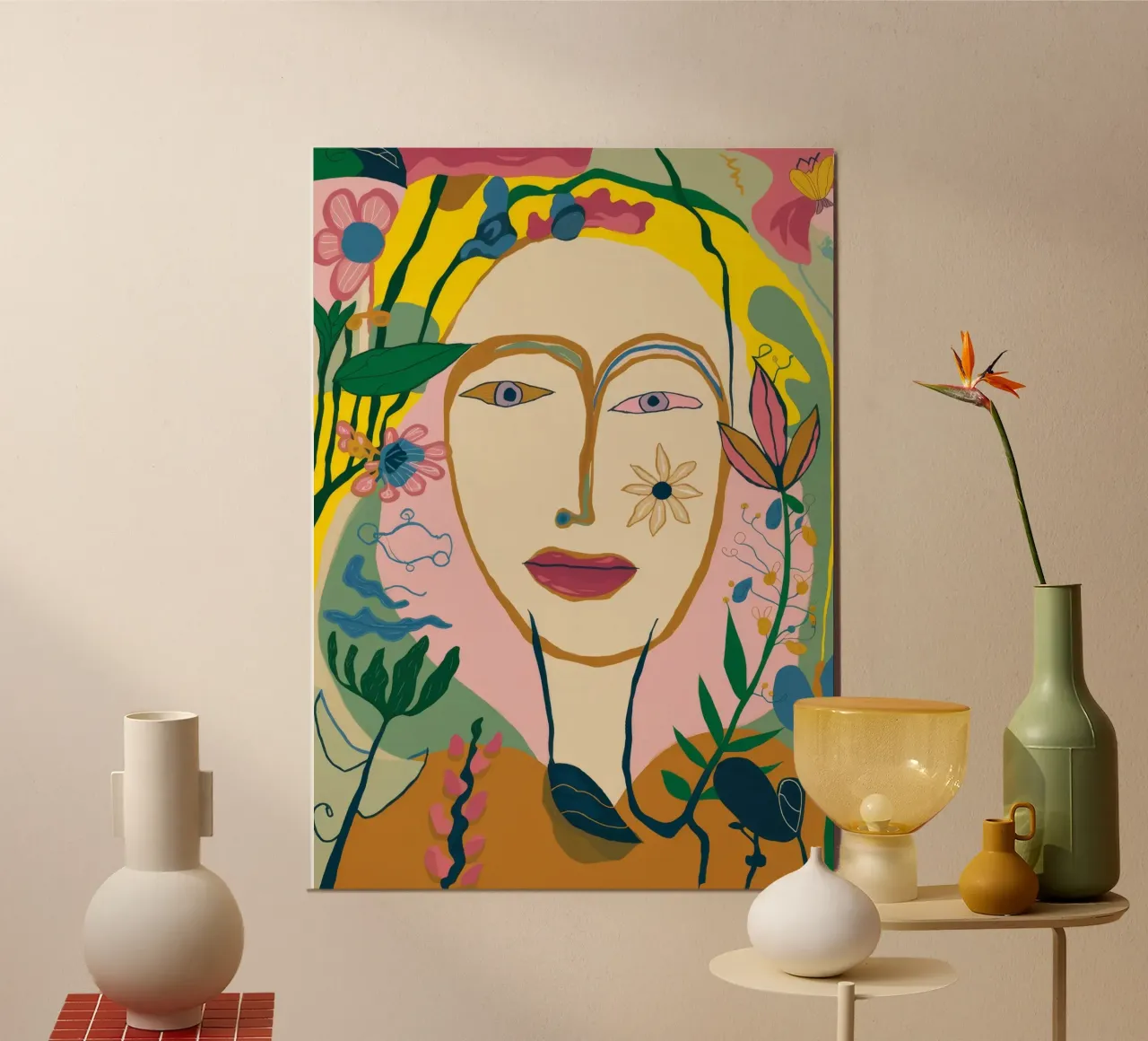 Kleurrijk abstract persoon poster met kunststof frame van Kamera Obskura