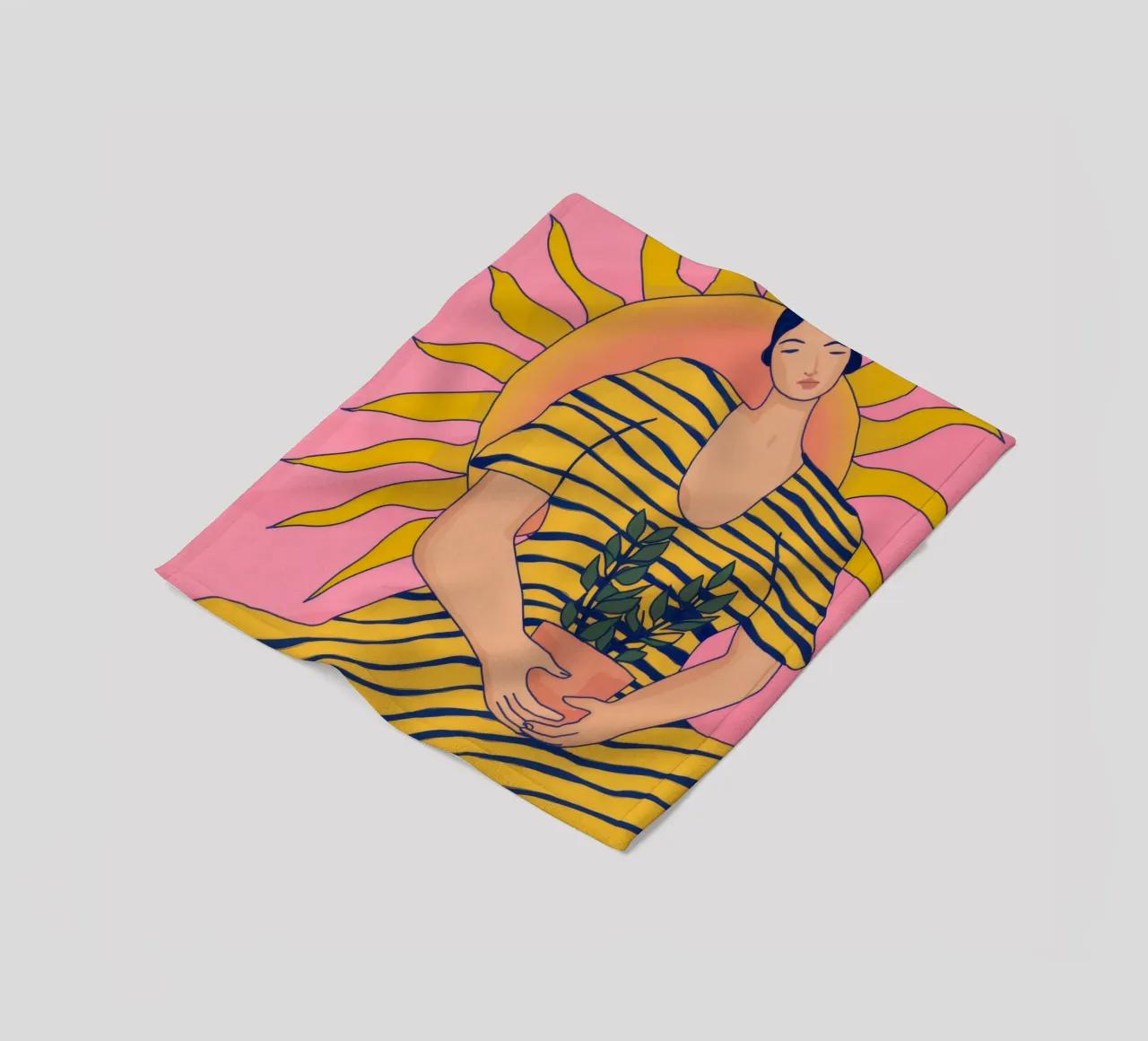 Sunlit Striped Outfit fleece blanket by Kamera Obskura