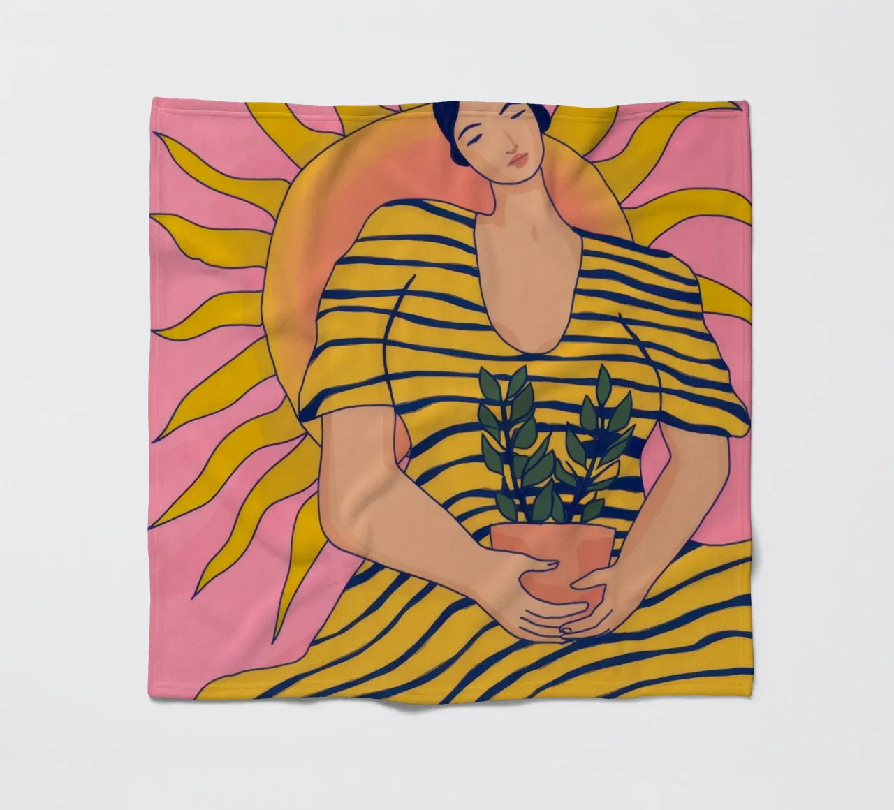 Sunlit Striped Outfit fleece blanket by Kamera Obskura