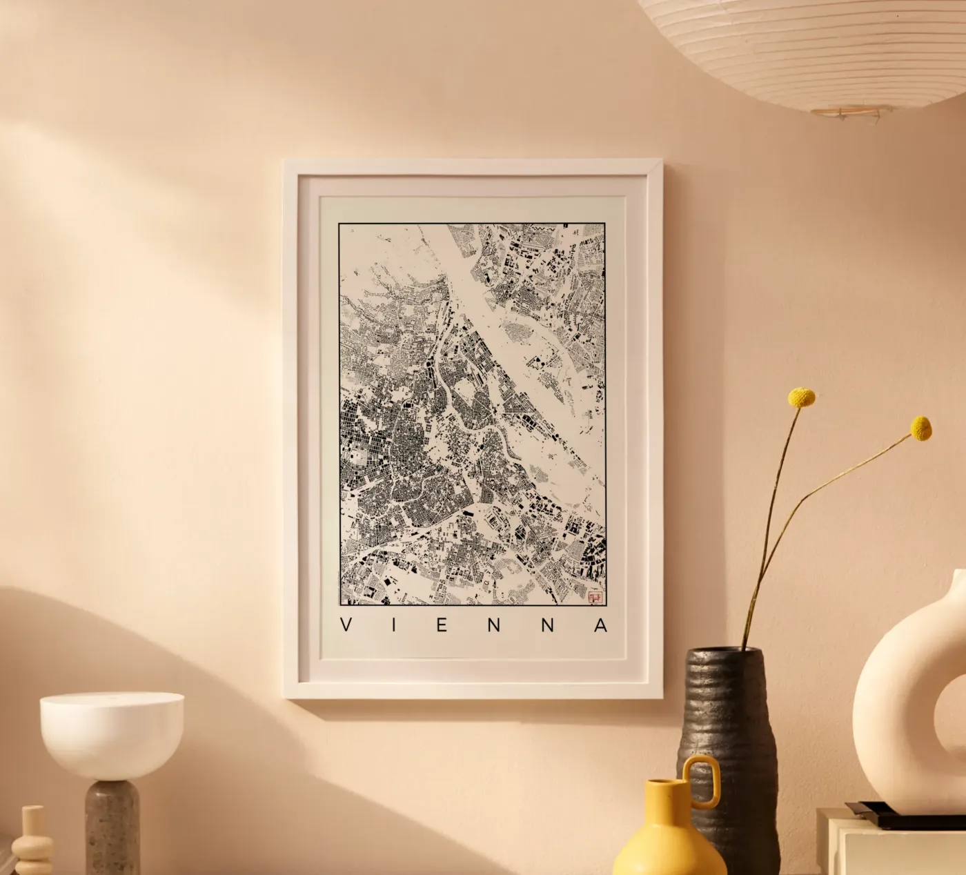 Vienna Map Schwarzplan poster van Hubert Roguski