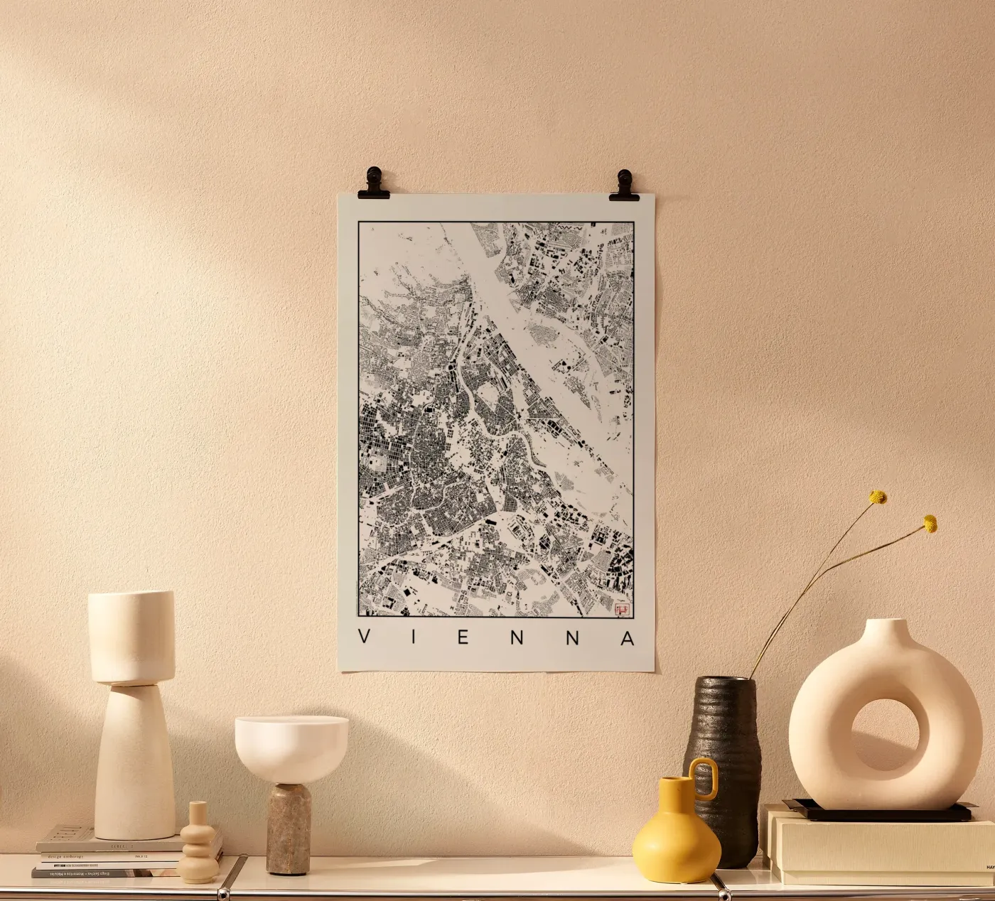 Vienna Map Schwarzplan poster van Hubert Roguski