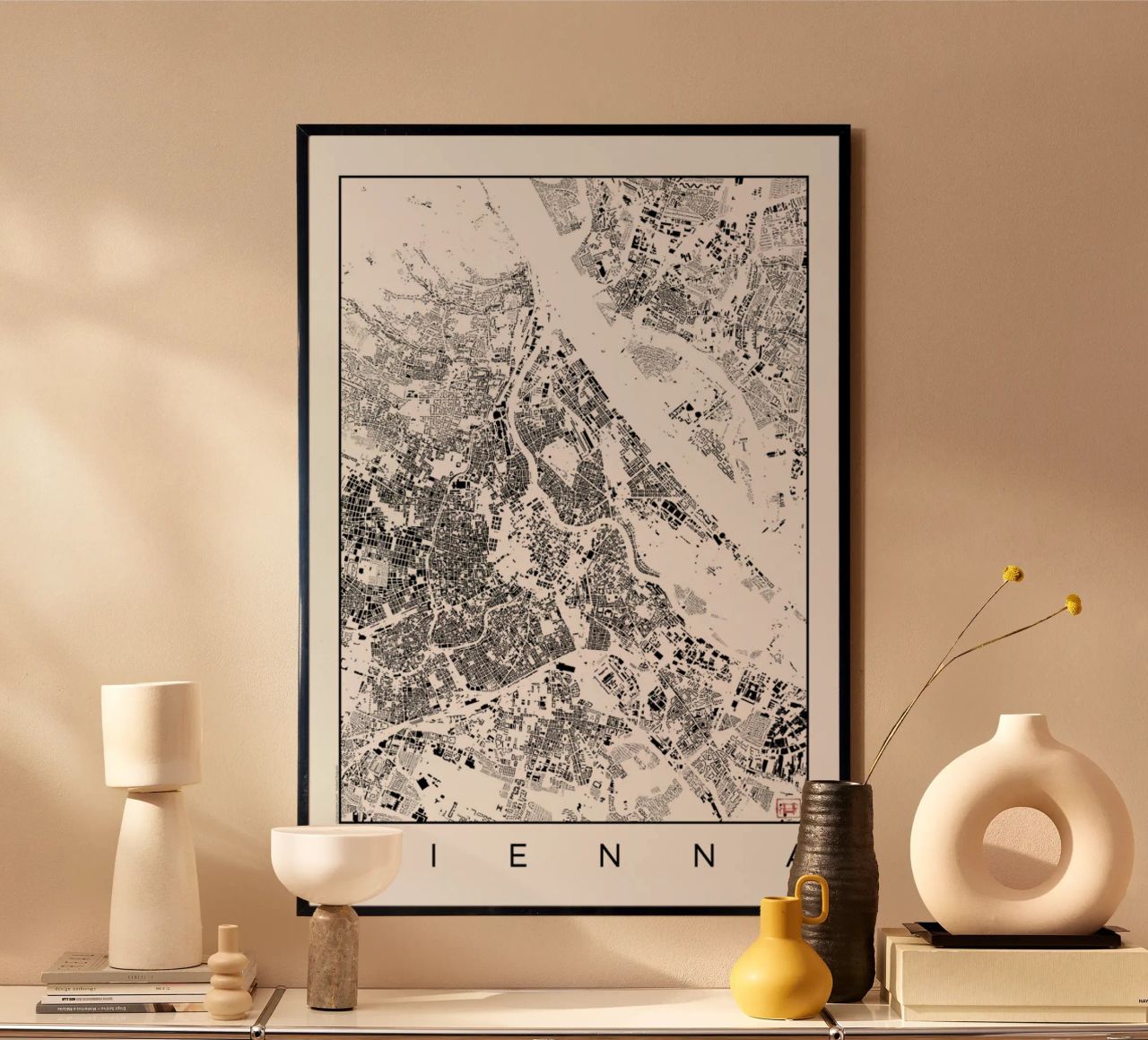 Vienna Map Schwarzplan Poster von Hubert Roguski
