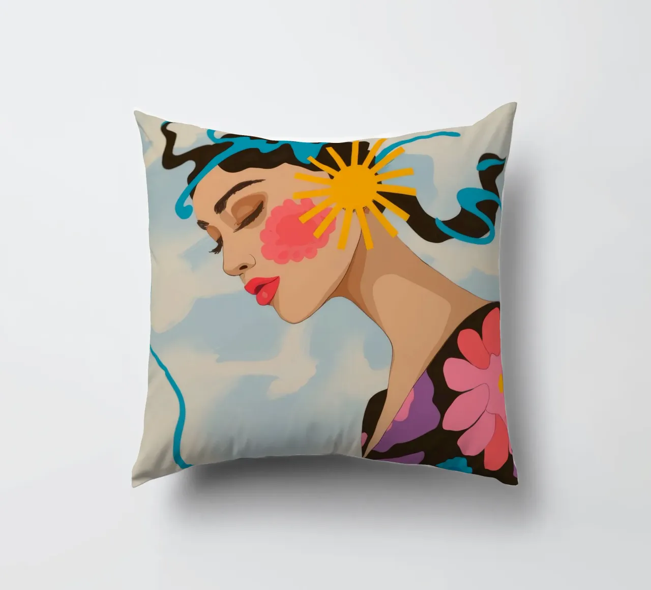Floral Outfit Abstract decorative cushion by Kamera Obskura