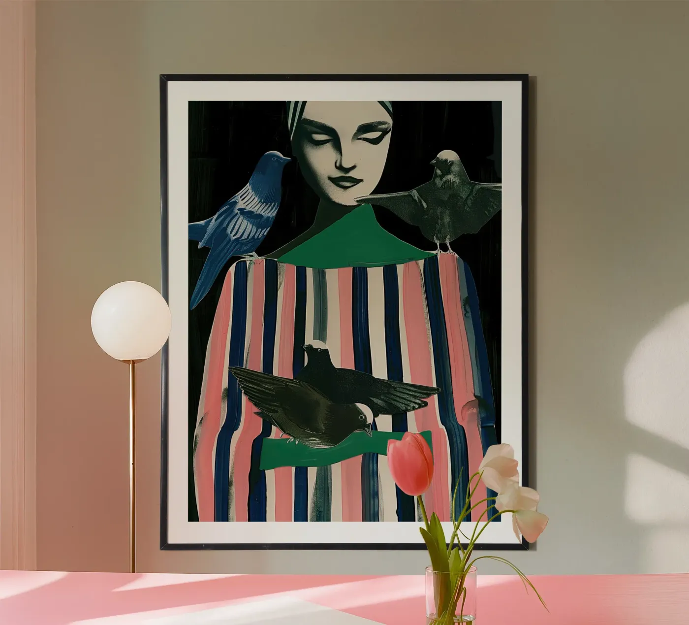 Woman and birds poster van DaarbyN
