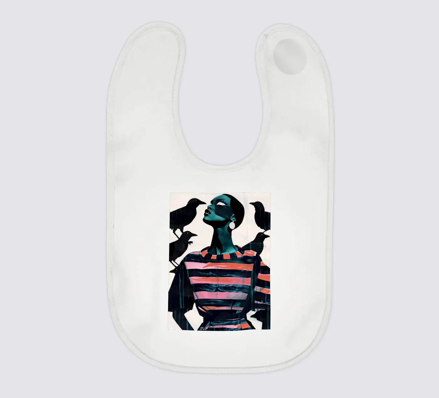 Woman and Crows baby bib by DaarbyN