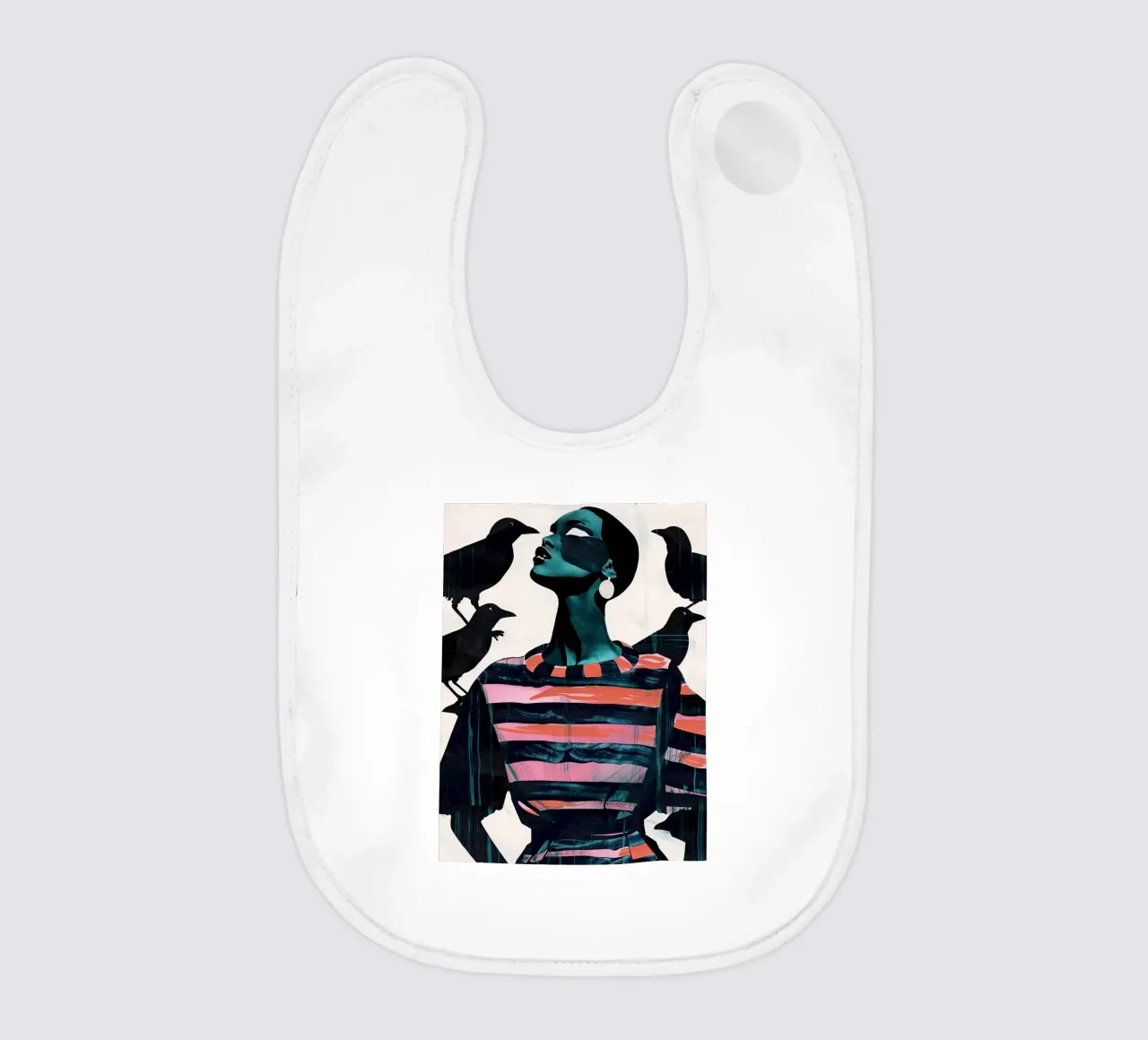 Woman and Crows baby bib by DaarbyN