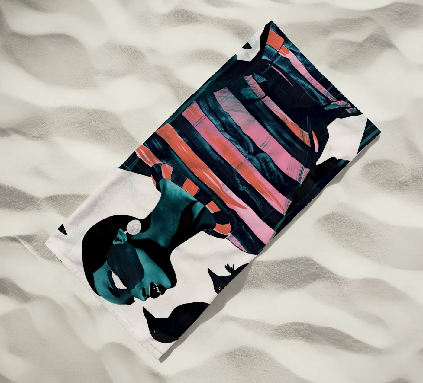 Woman and Crows strandhanddoek van DaarbyN