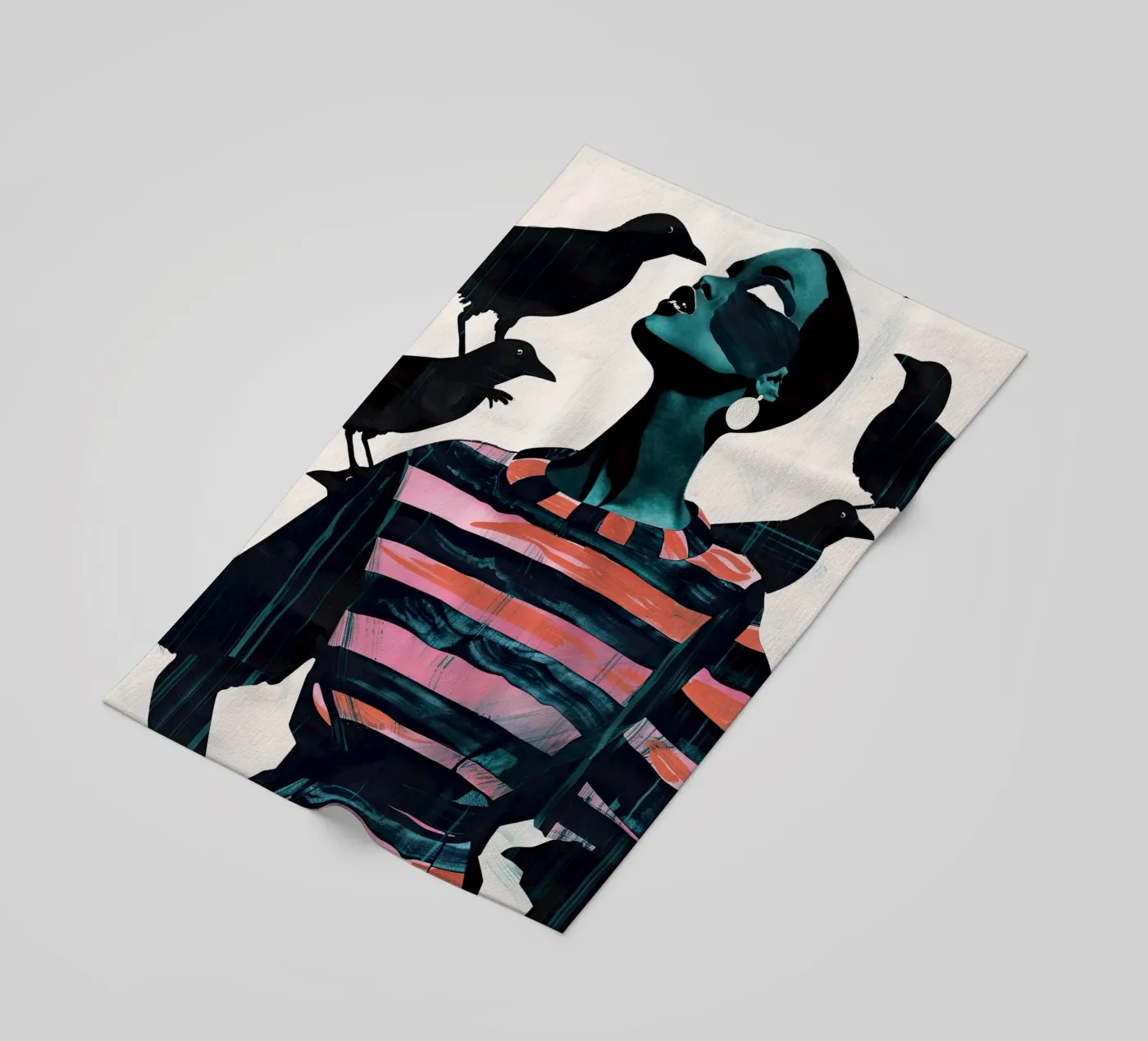 Woman and Crows strandhanddoek van DaarbyN