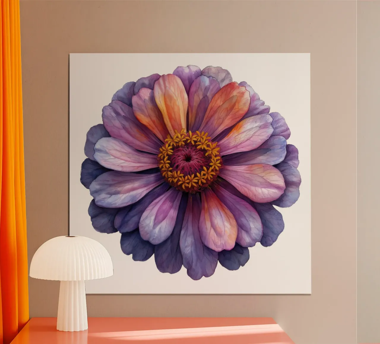 Fiore di zinnia poster con telaio in legno da Bold Blooms