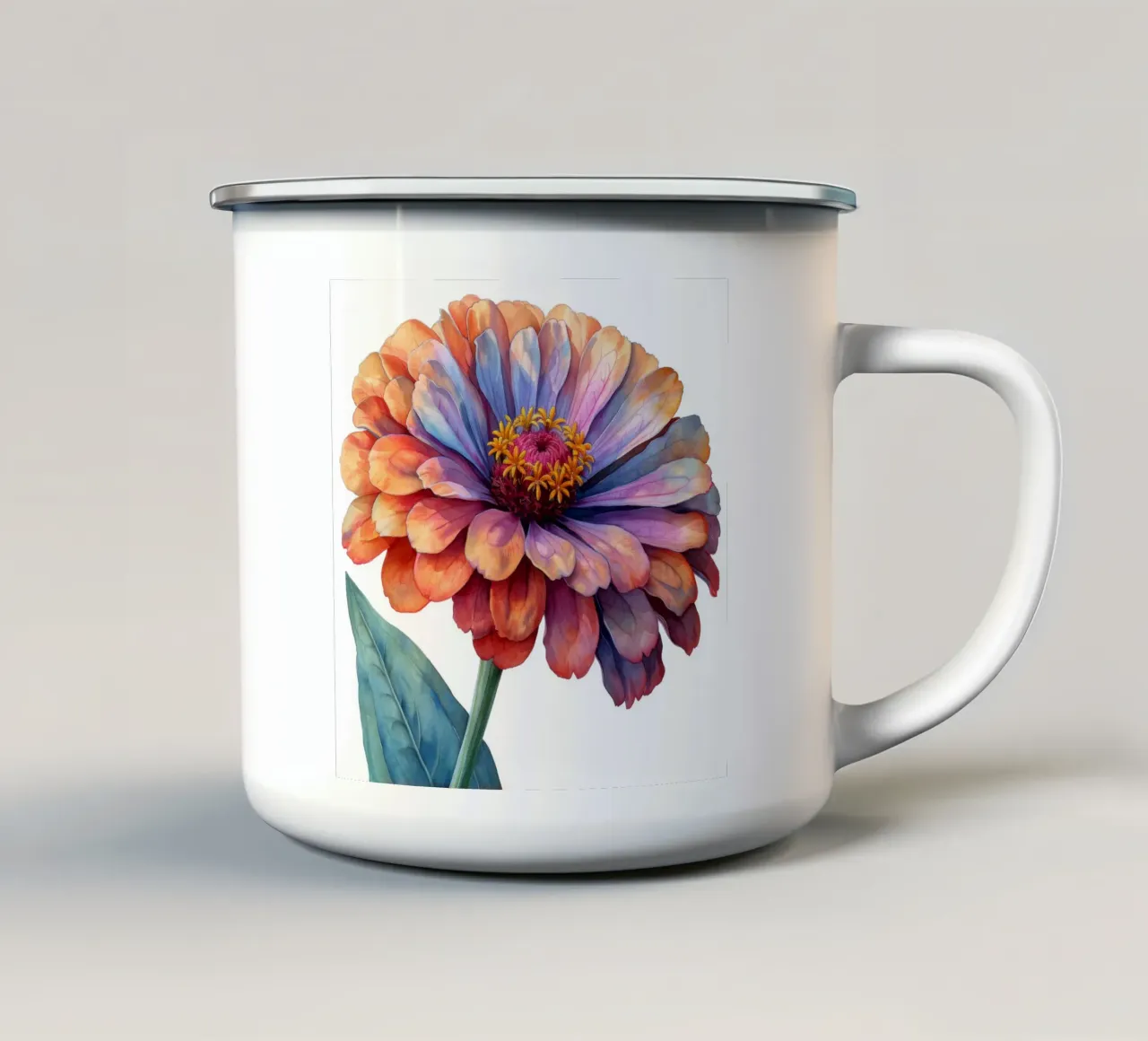 Fiore di zinnia tazza in smalto da Bold Blooms