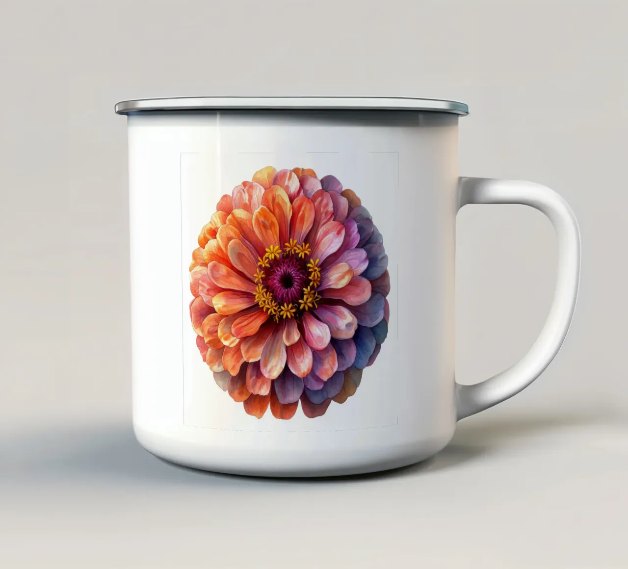 Fiore di zinnia tazza in smalto da Bold Blooms