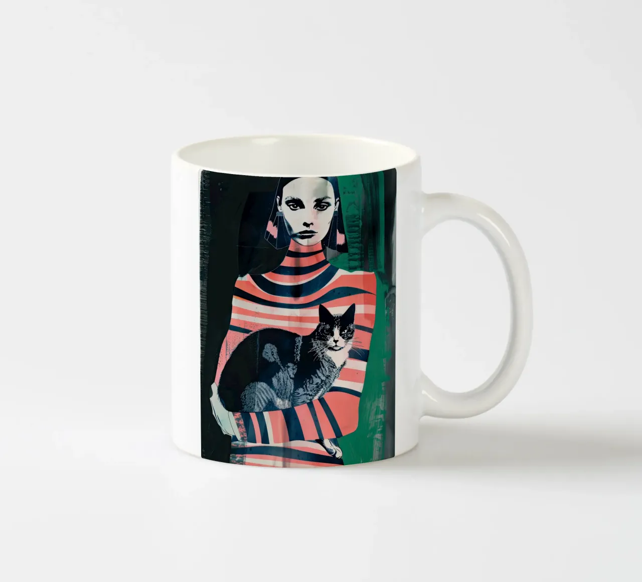 Ragazza che tiene in braccio un gatto tazza in ceramica da DaarbyN