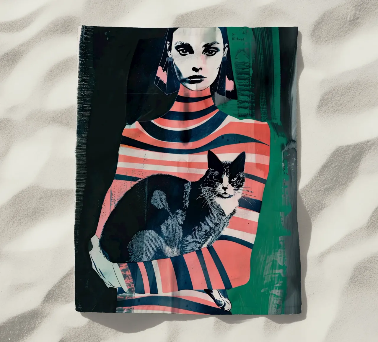 Ragazza che tiene in braccio un gatto telo mare da DaarbyN
