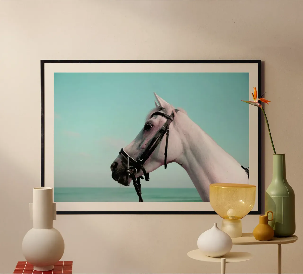 Horse Portrait poster met aluminium frame van Lara Zankoul